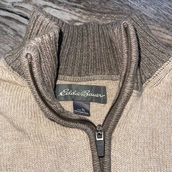 Eddie Bauer Tan 1/4 Zip Pullover Sweater - Picture 2 of 4